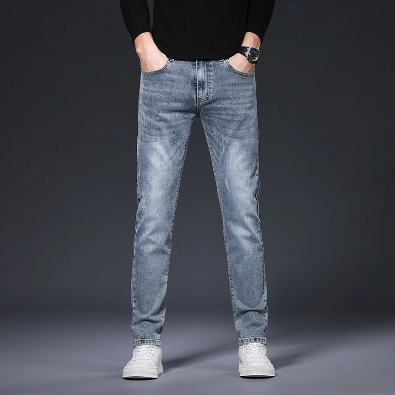 

Spring and Autumn 2024 Retro Elastic Jeans Straight Trendy Brand Men's European and American Casual Pants Men Jeans