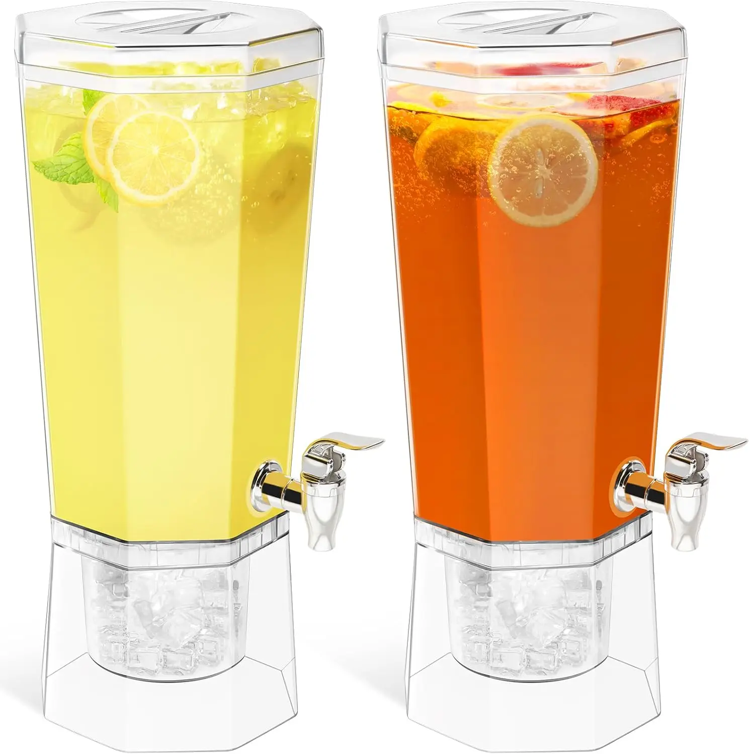 

2 Pack 1 Gallon Drink Dispenser with Stand for Parties, 4L Plastic Beverage Container with Spigot for Juice Tea Soda Lemonade