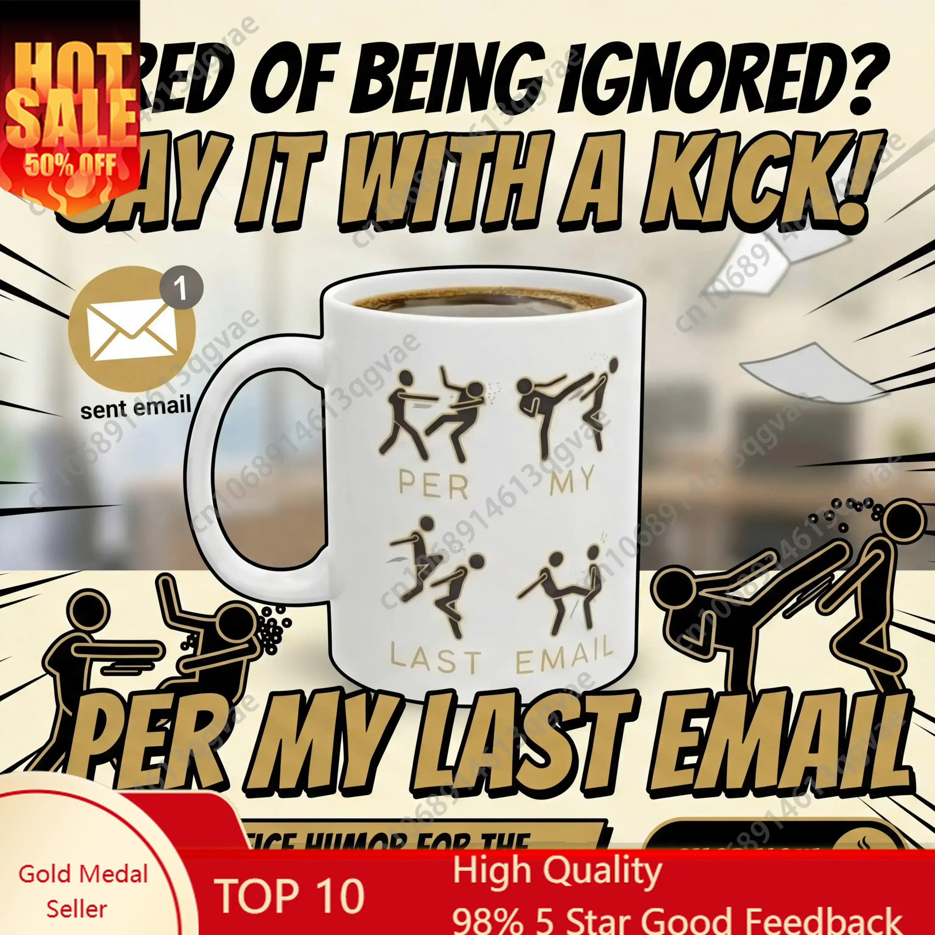 

Per My Last Email Mug Funny Office Boxing Pose Coffee Cup for Work Coworkers Bosses Managers Sarcastic Workplace Humor Gift