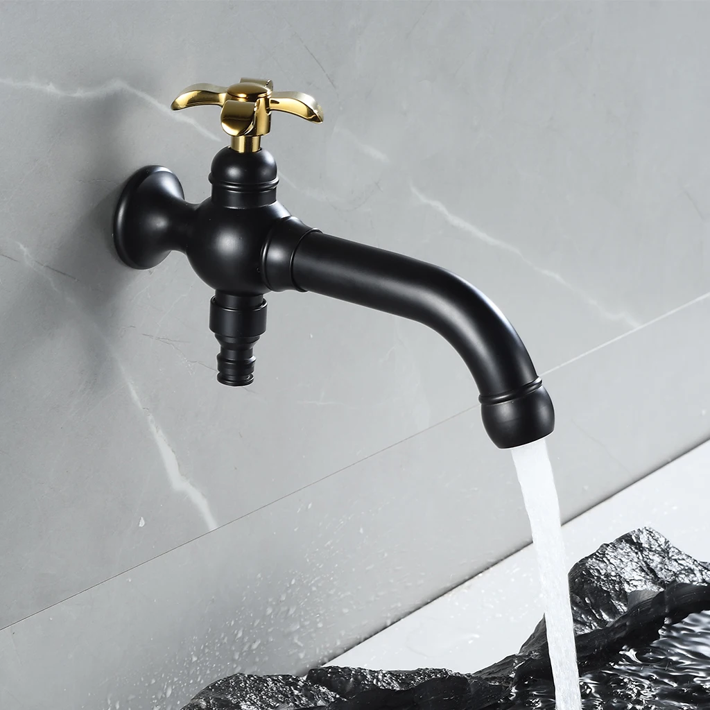 

Single cold water faucet 360-degree rotating spout faucet outdoor mop faucet antique brushed solid brass washing machine faucet