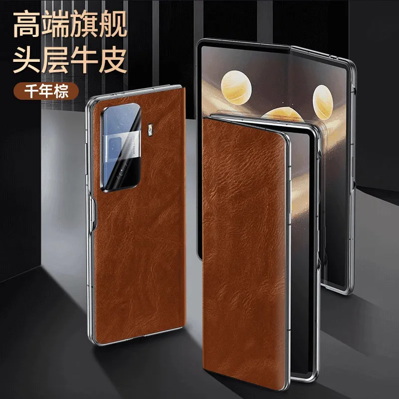 

Wobiloo Luxury Genuine Leather Wallet Business Phone Case For Honor Magic Vs3 V3 Credit Card Slot Cover Holster Cases