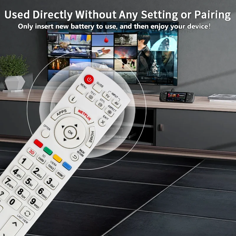 Panasonic-TV substituição controle remoto com botão Netflix, N2QAYB000842, TX-LR55DT60, TX-LR55WT60