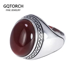 Guaranteed Silver s925 Mens Rings Simple Design Turkish Ring For Man With Stones Multi Color Oval Shape Onyx Turkey Jewellery