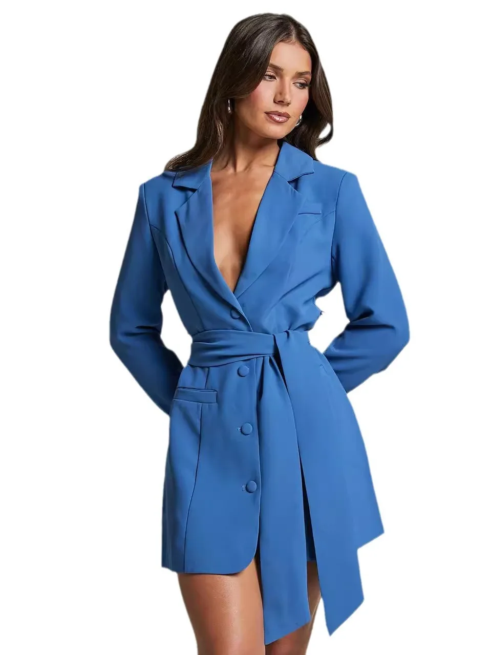 

Облегающее однобортное пальто с галстуком для женщин, повседневное длинное пальто средней длины с завязками на пуговицах, верхняя одежда Faion