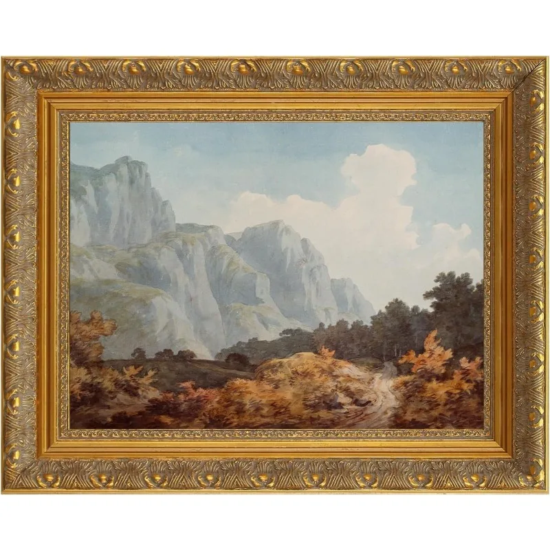 

DIY Solid Wood Frame for 18x24 Canvas Painting, 2.4" Wide Gold Ornate Frame, Vertical or Horizontal Display for Home Office Wall
