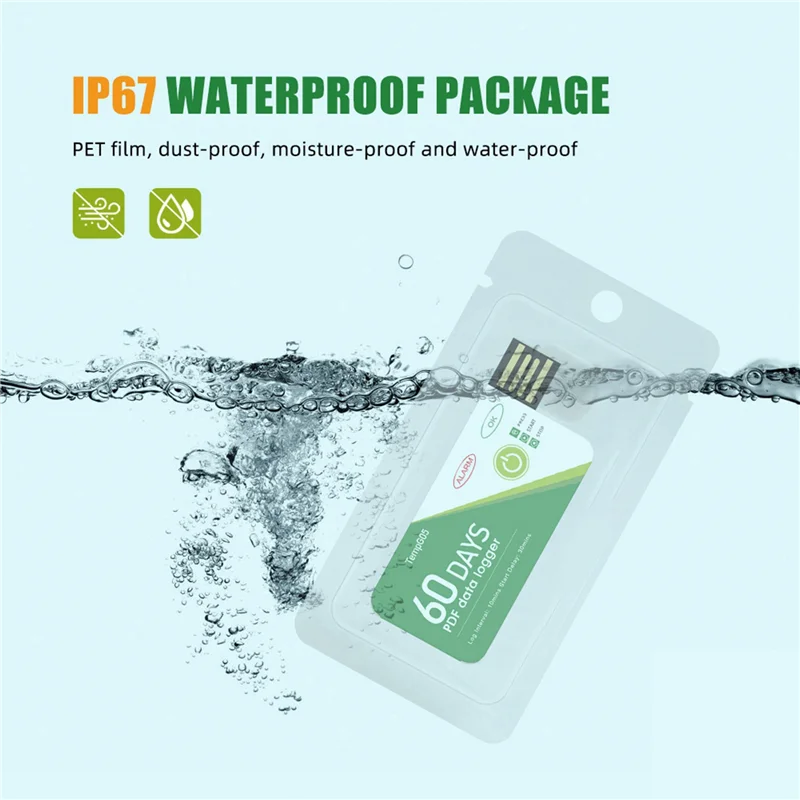 N01R-4X 60 Days USB Temperature Data Logger -30 ℃-+60 ℃ Report With App IP67 Disposable High-Precision Recorder With Warning