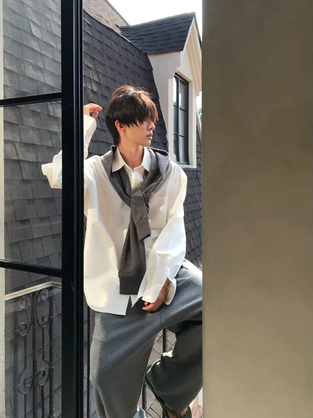 

Cleanfit White Shirt Men's Style Korean Version Autumn High-End Casual Long Sleeve Shirt Jacket Handsome Bookish Nerd