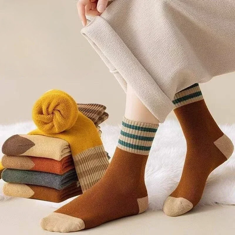

10 pairs of women's autumn winter thick mid tube socks for men warm comfortable sweat absorbing simple casual socks