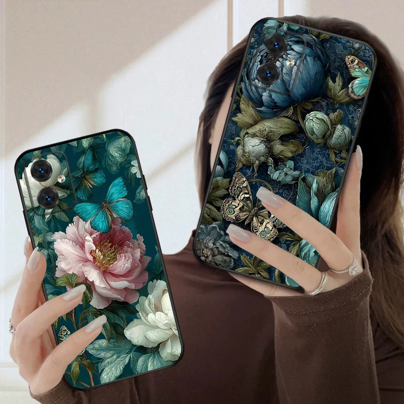 Mariposa de flor azul para Motorola Moto G04 14 15 24 34 35 54 55 75 84 85 Edge 40 50 Fusion 60 Fusion funda de teléfono suave de silicona