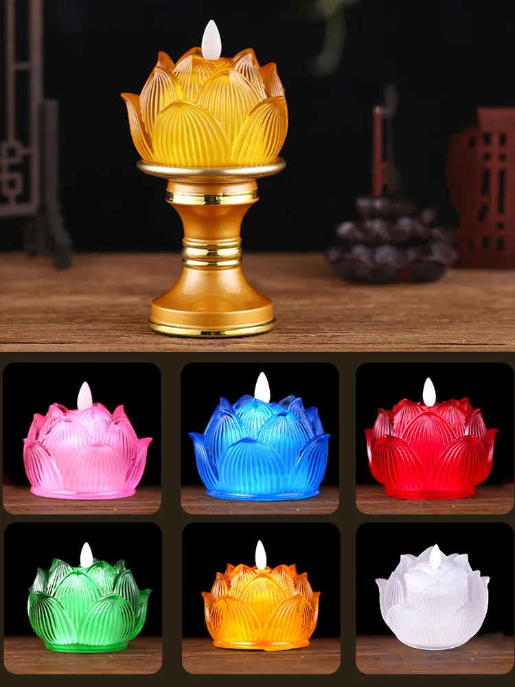 Exquisite Glazed Buddha Hall Lamp Decoration LED Lamp Household Electronic Changming Lamp Ornaments Buddhist Supplies