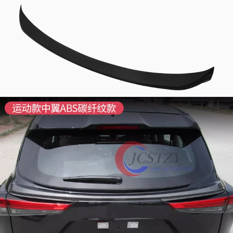 

Спойлер на крышу для Toyota Highlander 4th 2021 2022 2023 2024, глянцевый черный карбоновый вид, заднее крыло багажника, автомобильные аксессуары