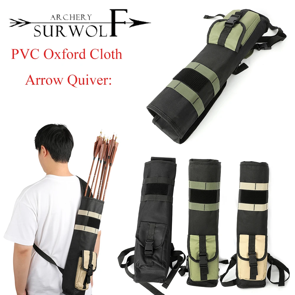 

PVC Oxford Cloth Arrow Quiver Black/Khaki/Army Green Easy Arrow Release Adjustable Strap for Hunting Shooting Arrow Accessories