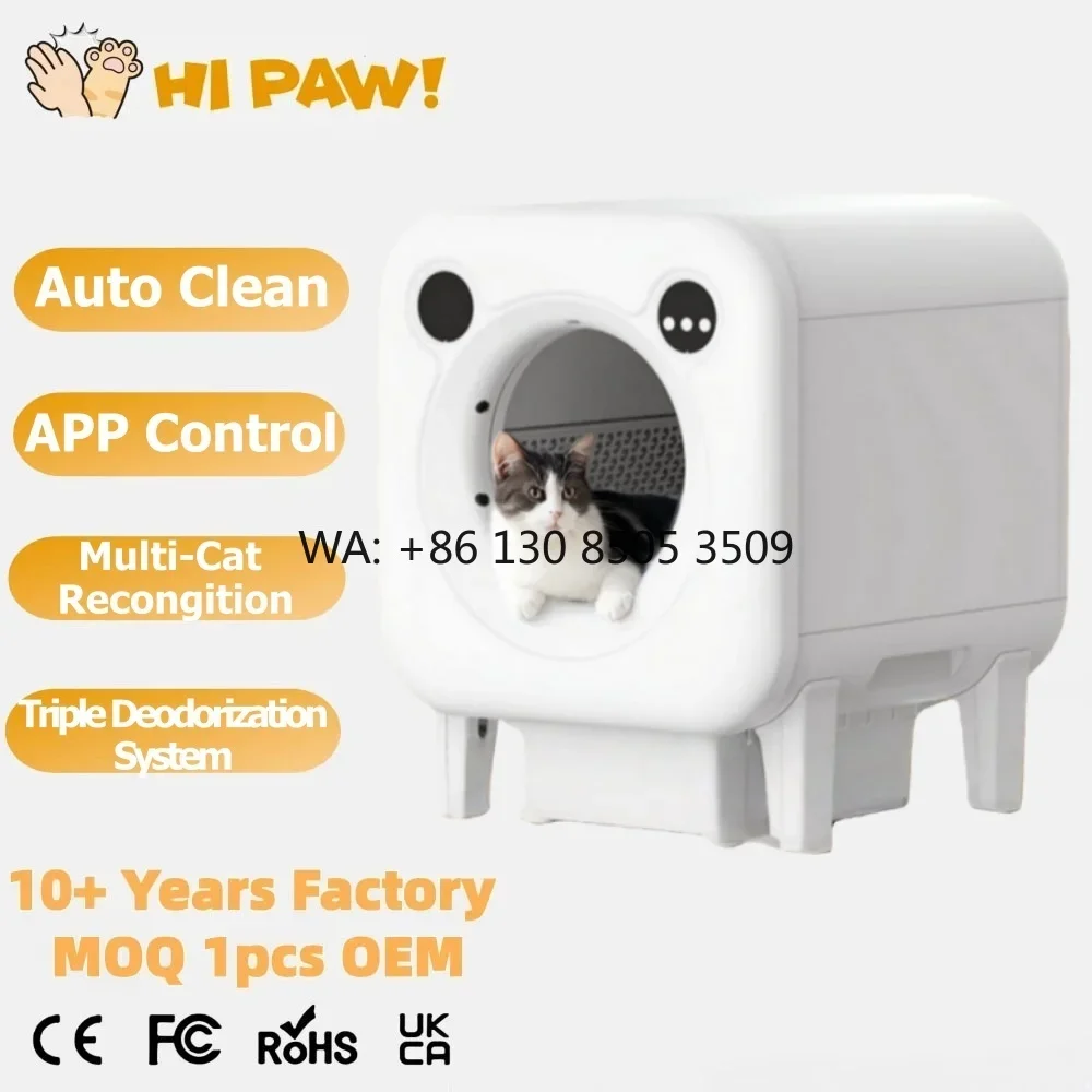 Factory Smart Cat Toilet 68L Large Space APP Remote Control One Click Poop Removal Automatic Self Cleaning Box for Cats