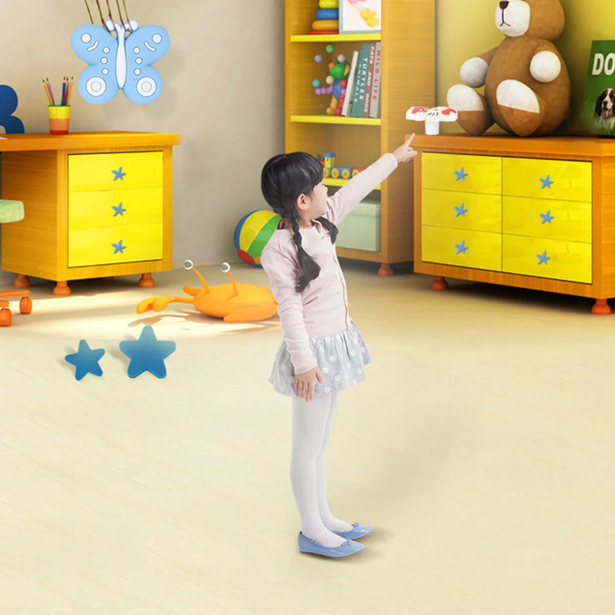 

1pc Blue Sea Star Drawer Knob Iron Retro Ocean Theme Cabinet Handle For Drawer Wardrobe Cupboard Single Hole Pull Sky-Blue