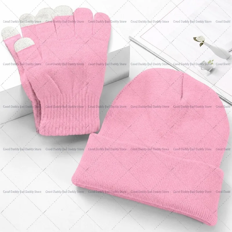 2PCS Children Anime Cute Knitted Hat Gloves Winter Accessories for Boy Girl Kids Cartoon Knit Cap Glove Set Christmas Gifts 2027