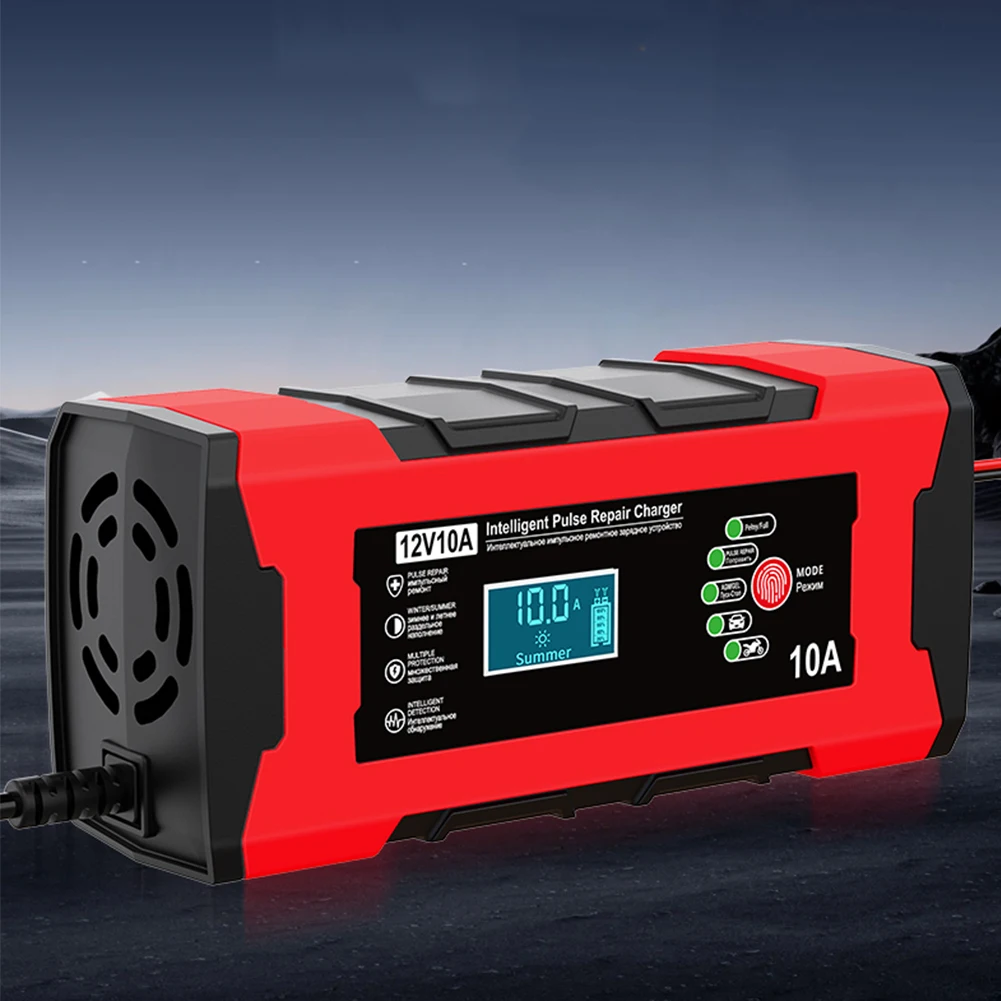 

12V 10A Car Battery Charger Touch Screen Pulse Repair Automatic Smart Battery Charger Car Battery Maintainer for Car Motorcycle