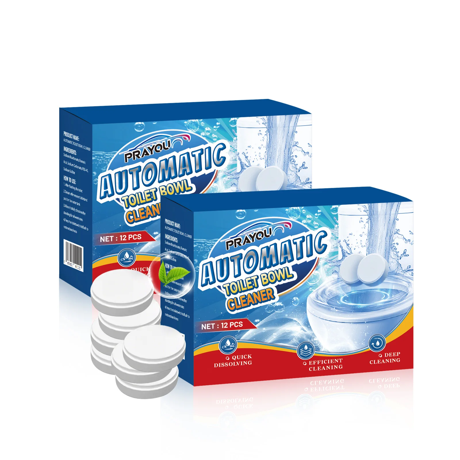 Geüpgradede All-in-One Automatische Toilet Reinigingstabletten 12-pack - Diepgaande reiniging, verwijdert direct kalkaanslag & urinegeur.