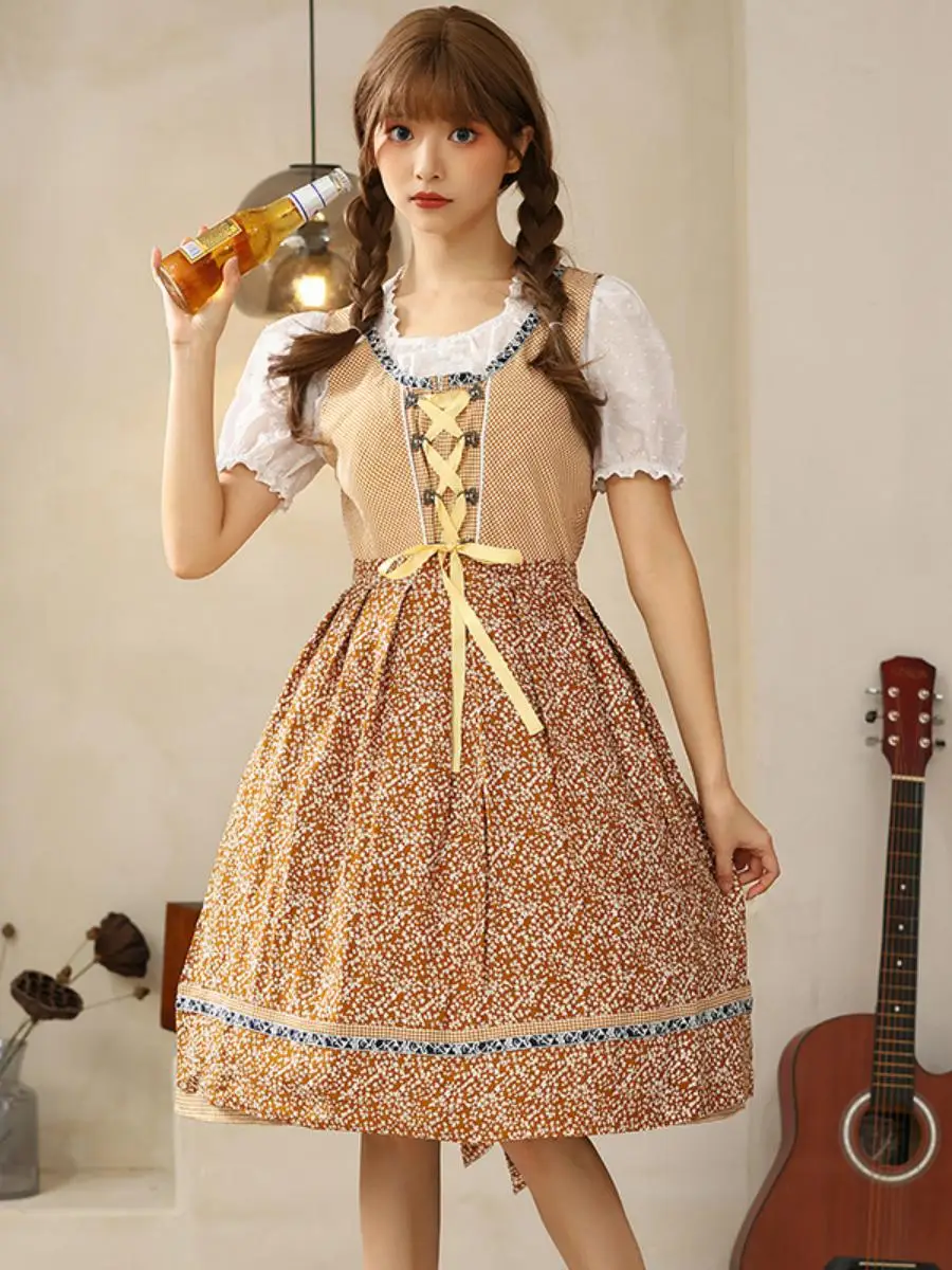 

Sweet Home Style Plaid Skirt Family Matching Beer Festival Clothing Ethnic Wear Polyester Material Autumn Collection