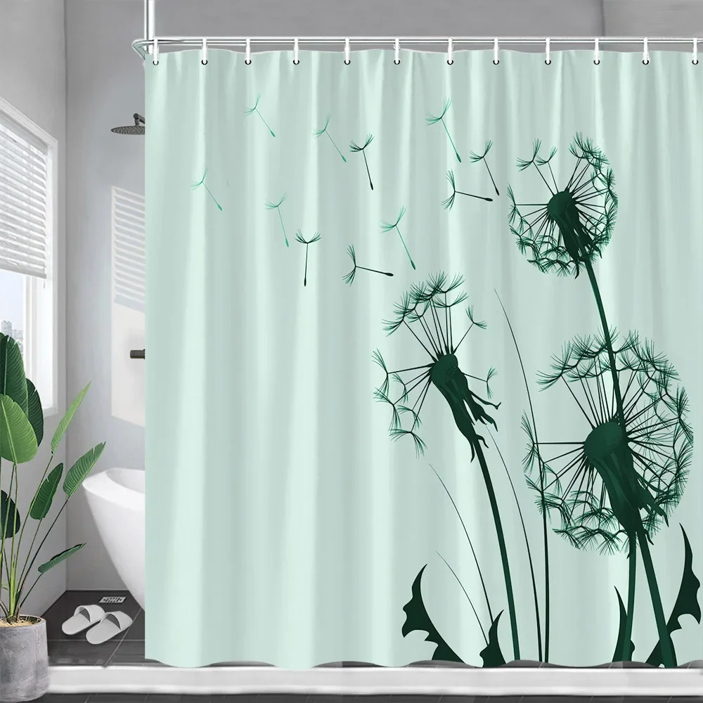 Black White Dandelion Shower Curtains Creative Spring Flowers Plants Modern Minimalist Bath Curtain Fabric Home Bathroom Decor