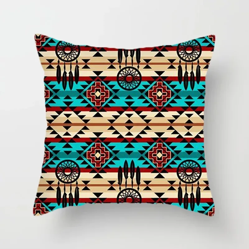 Home Decor Bohemian Ethnic Pattern Digital Print Pillow Covers Pattern Cushion Cover Suitable for Sofa Bedroom Car Pillow Cover