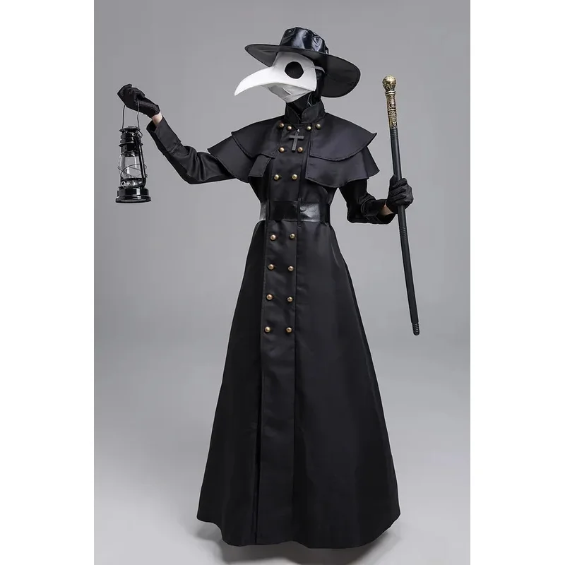 Robe d'Halloween à Capuche Médiévale pour Homme, Costume de Médecin de la Pandémie, Masque, Chapeau, Moine, Cosplay, Steampunk, Prêtre, Horreur, Magicien, Everak, Cape 5XL