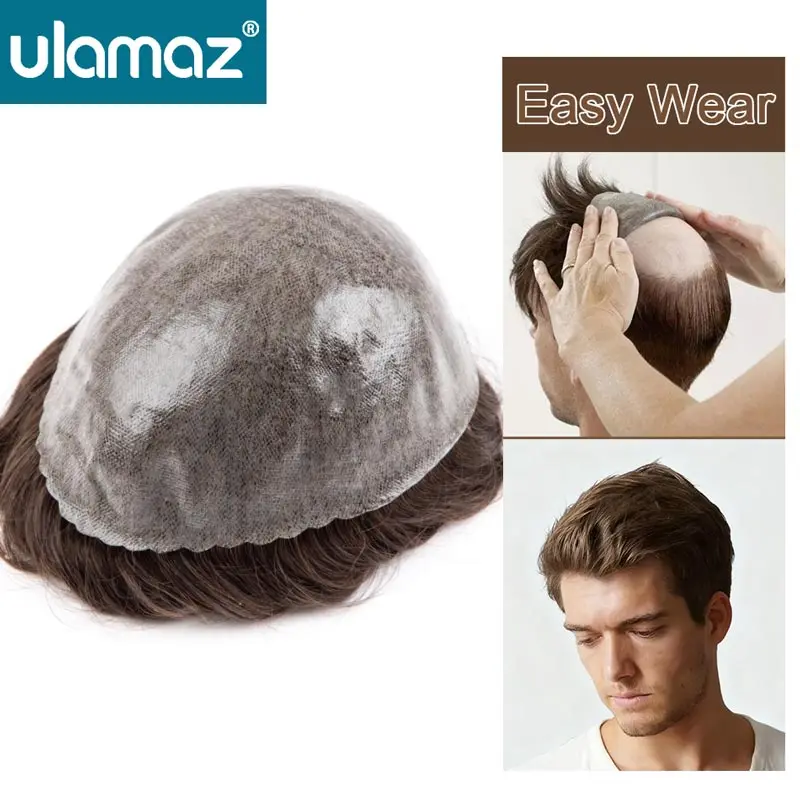 

Men's Capillary Prosthesis Invisible Skin Men Wig Human Hair Toupee For Men Microskin Hair Prosthesis Man Wig Real Hair System