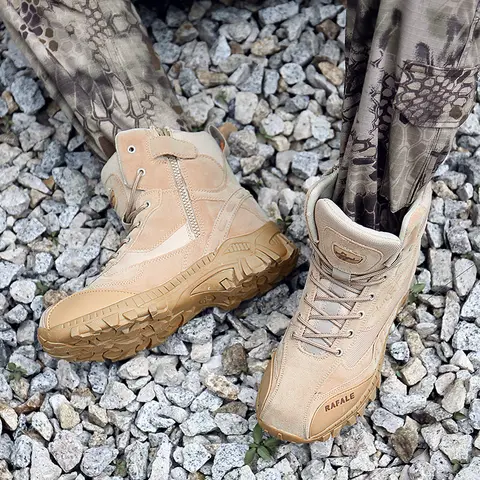 पुरुषों के लिए लंबी पैदल यात्रा के जूते, फिसलन-रोधी मोटे सोल वाले सामरिक जूते, पुरुषों के लिए कैज़ुअल लेस-अप, टिकाऊ, सांस लेने योग्य, ऊँचे बूट, एंकल बूट, पुरुषों के लिए 10 best sales पुरुषों के लिए सामरिक जूते - №9