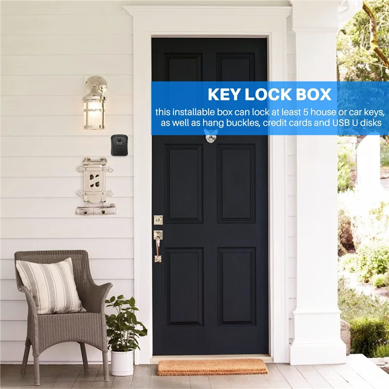 ABJY-صندوق قفل المفاتيح، صندوق مفاتيح من سبائك الزنك مثبت على الحائط مقاوم للعوامل الجوية مكون من 4 أرقام صندوق قفل تخزين المفاتيح