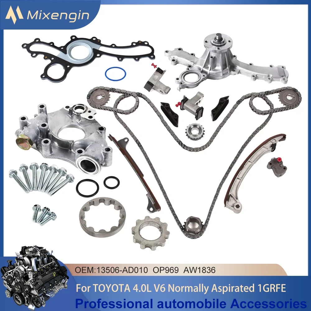 Timing Chain Kit With oil Water Pump Fit 02-18 TOYOTA 4RUNNER FJ CRUISER TACOMA TUNDRA 4.0L V6 1GR-FE 13506-AD010 OP969 AW1836