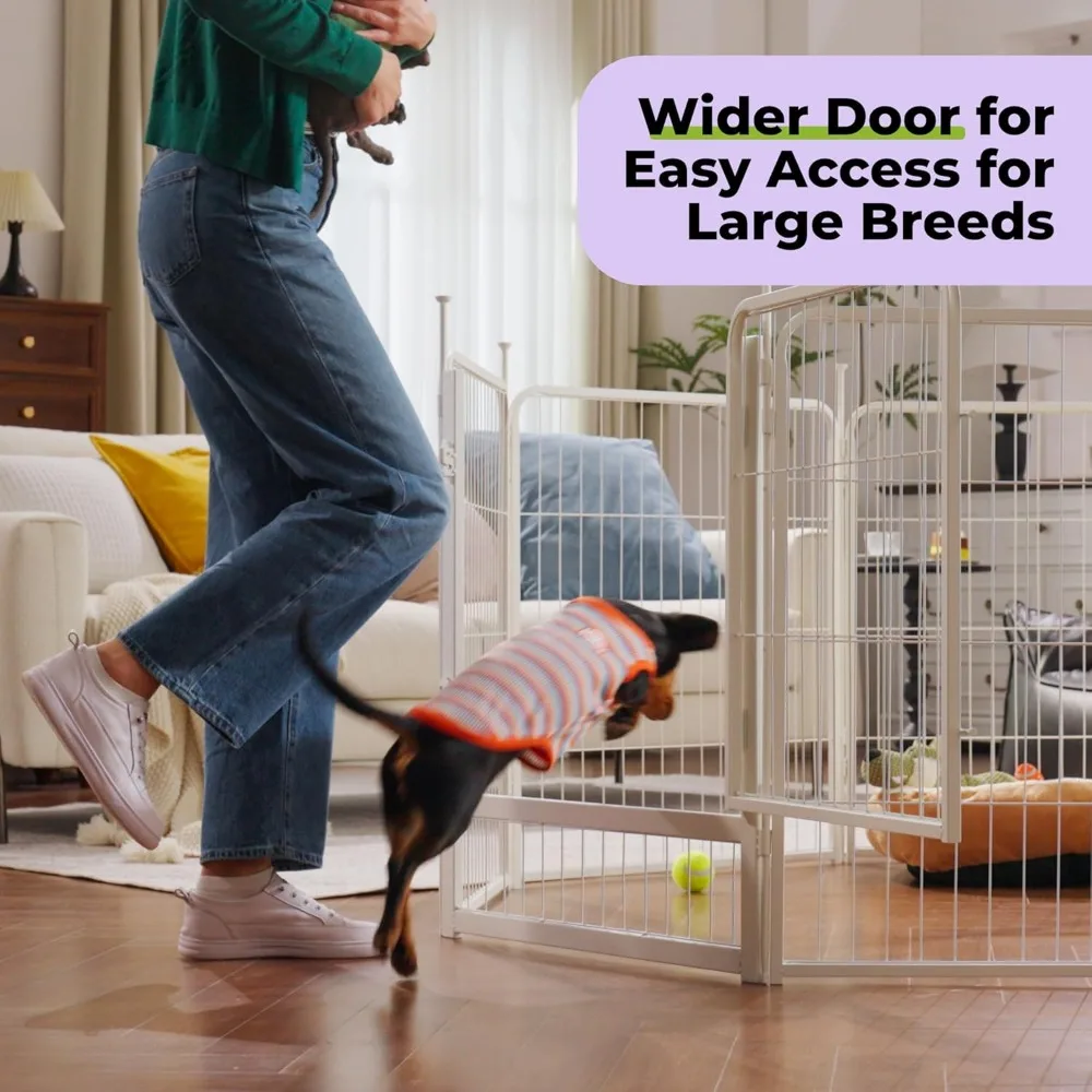 روضة أطفال داخلية كبيرة للكلاب، سياج للحيوانات الأليفة مقاس 45 بوصة و12 لوحة، سهل الإعداد، مضاد للصدأ، أبيض للعلبة الآمنة #4