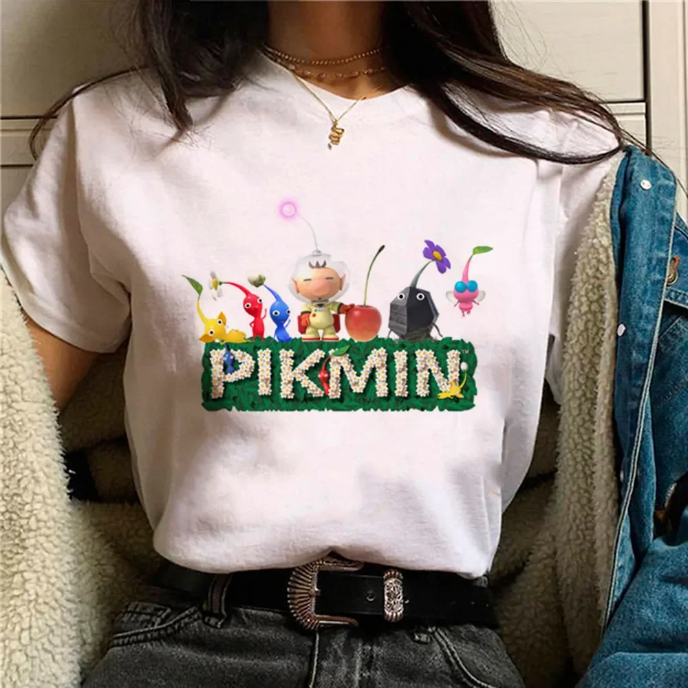 Pikmin Cartoon Print T Shirt Women'S Clothing Streetwear Summer Fashion Tshirt Female Graphic Y2k Funny Clothing