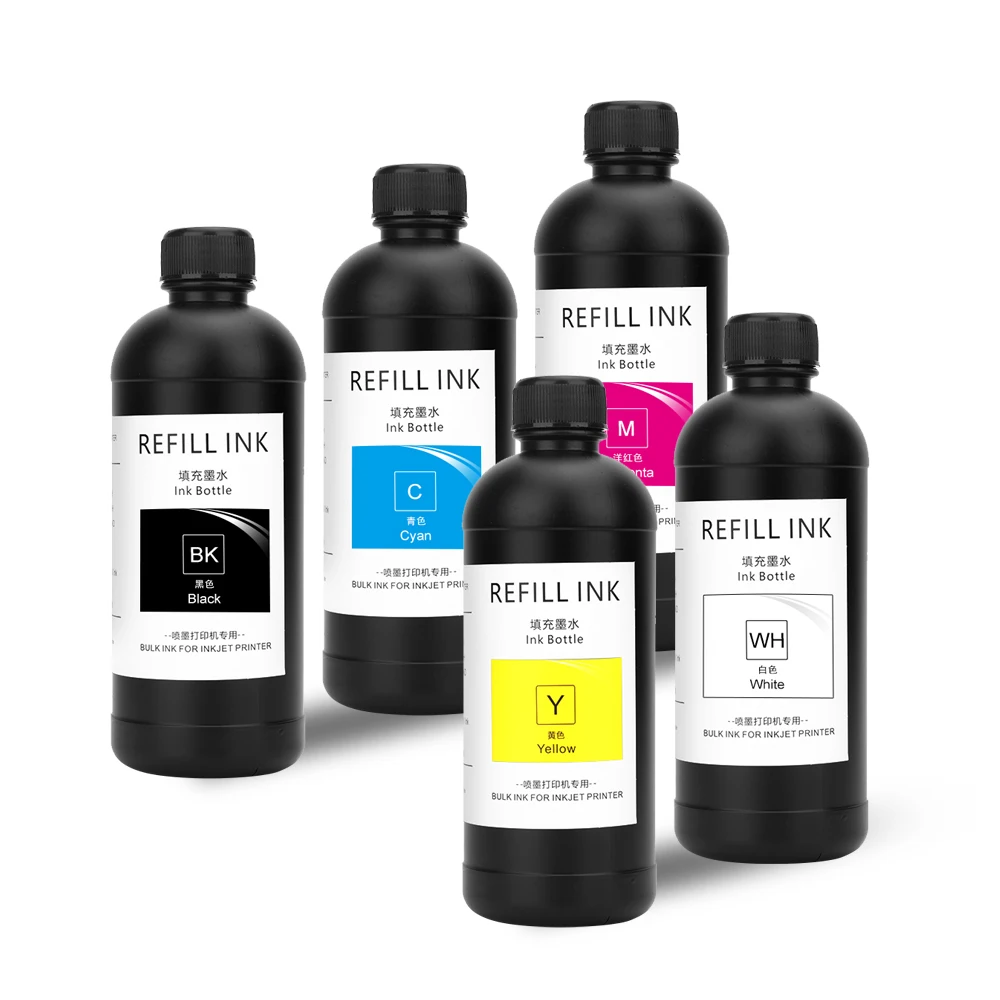 5Colors/Set 500ML LED UV Ink For Epson 1390 1400 1410 R280 R290 L800 L805 L1800 XP600 TX800 DX4 DX5 DX6 DX7 i3200 4720 i1600