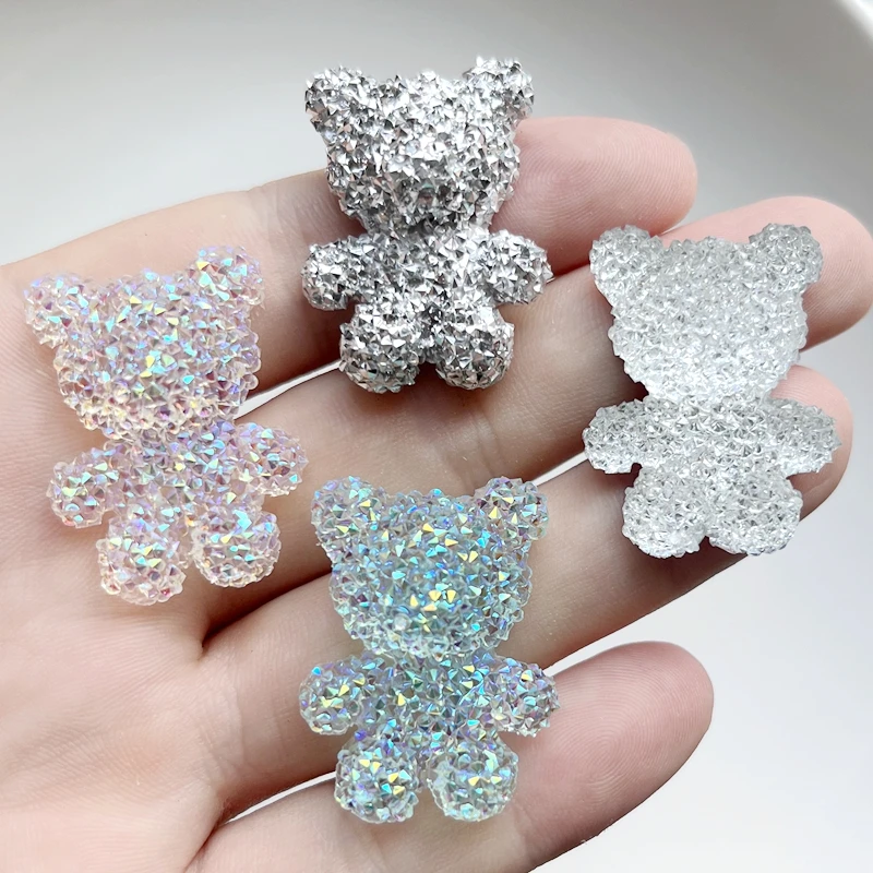 6 pieces of 32 * 24mm mineral bear rhinestone DIY jewelry decoration flat back scrapbook Hairpin accessories