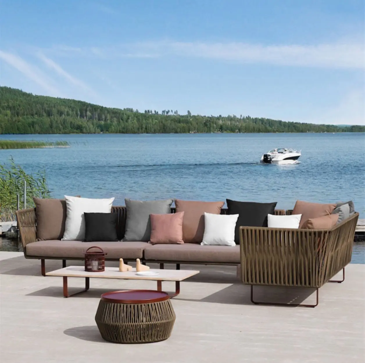 Nordic outdoor rattan sofa garden living room pool balcony weaving rattan chair sun room courtyard rattan woven sofa combination