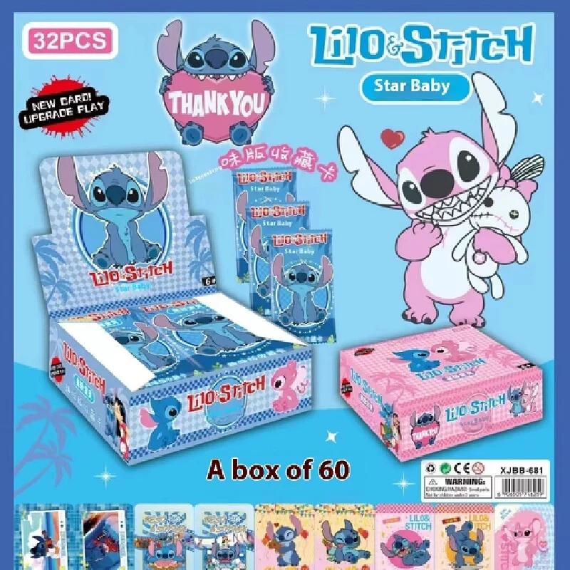 160 Uds. Tarjeta de Lilo y Stitch de Disney, tarjeta de personaje de Ángel de punto de dibujos animados, tarjeta de colección divertida, juguete para regalo para niños