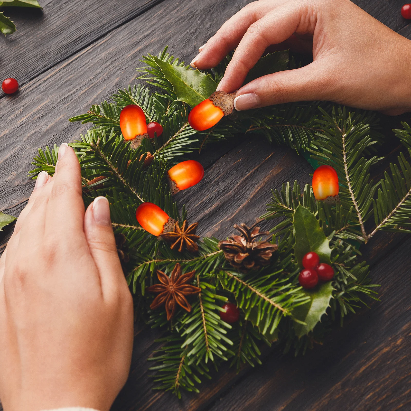 

100pcs Artificial Acorns Simulation Fake Acorn Decor For Christmas Autumn Wreath Craft Centerpiece Table Scatter Decorative