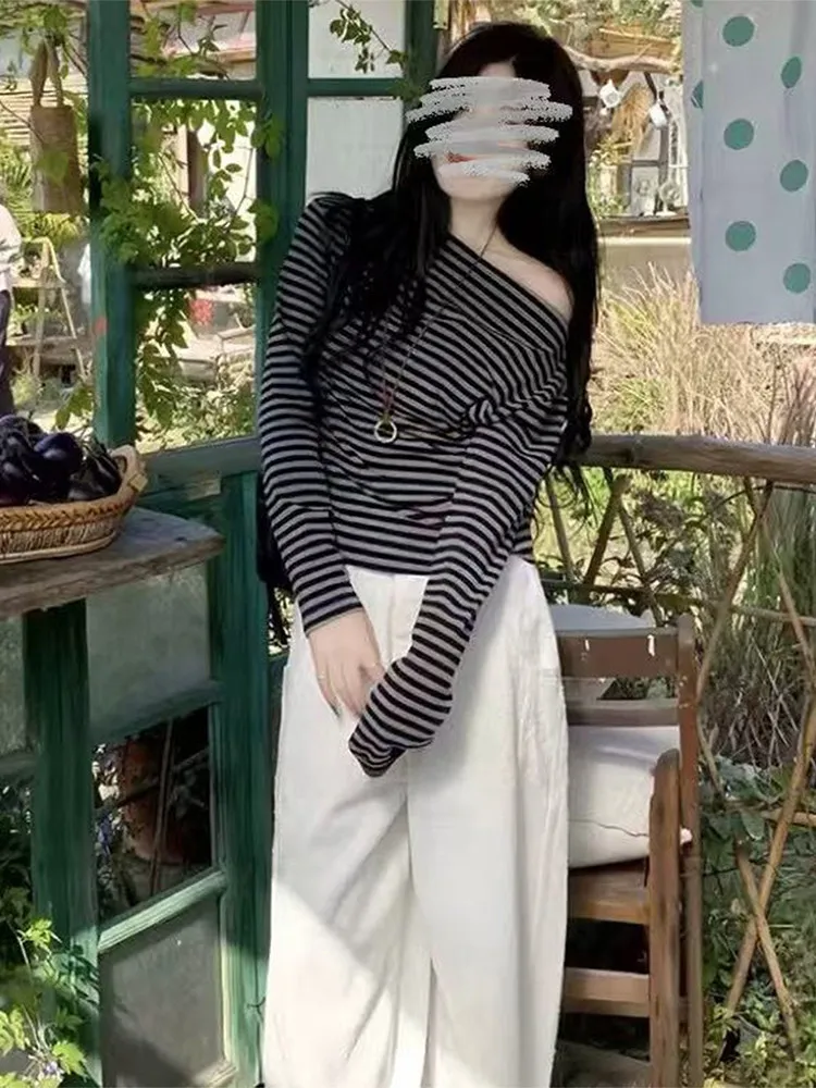 T-shirt lunga slim fit Sve One oulder da donna Winter Faion Casual Sle Base irt Top con design snellente in vita