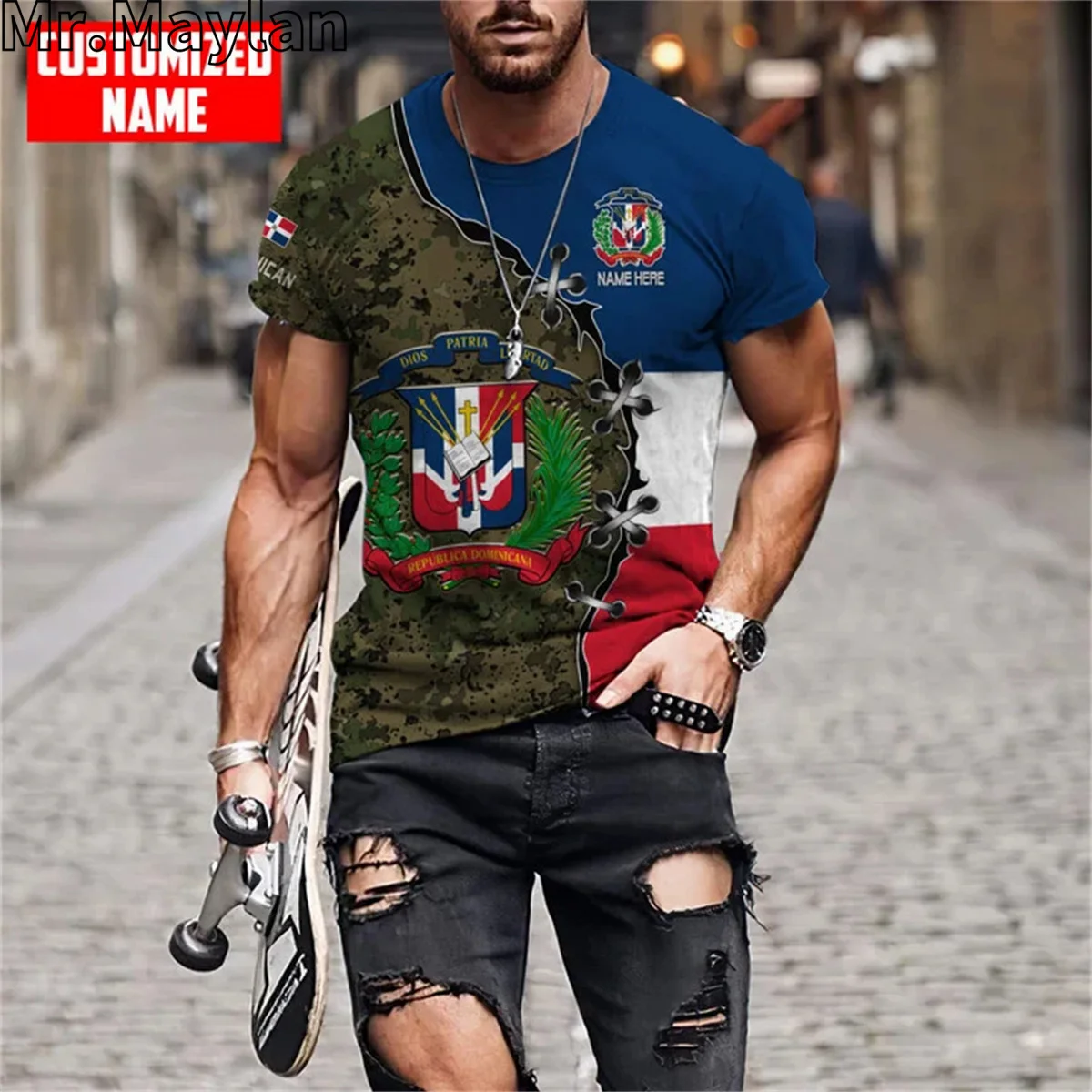 PERSONALIZED DOMINICAN REPUBLIC Flag Country Art 3D Tshirt Men/Women T-shirt Shorts Sleeve Unique Unisex Harajuku Streetwear T34