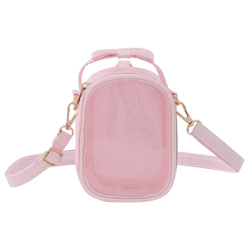 Imagen 1 del producto LIBOER lindo bolso Ita con lazo con placa de inserción extraíble doble transparente Windows bolso de mensajero mujer pequeño bolso de hombro tipo bandolera