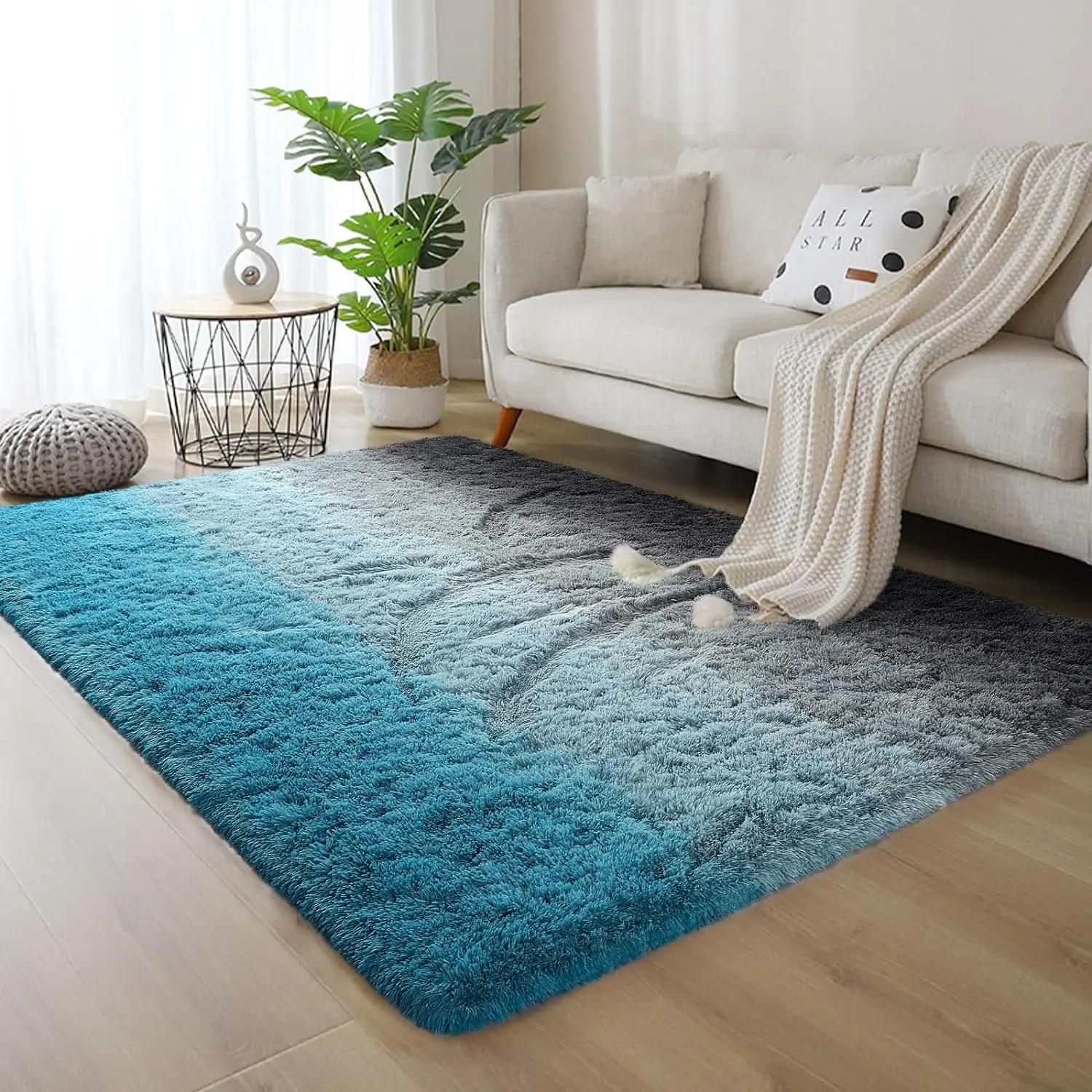 VIKAMA 1PC Silk Carpet Gradient Bedroom Living Room Dirt Resistant And Easy To Care Bedside Silk Carpet Home Decoration