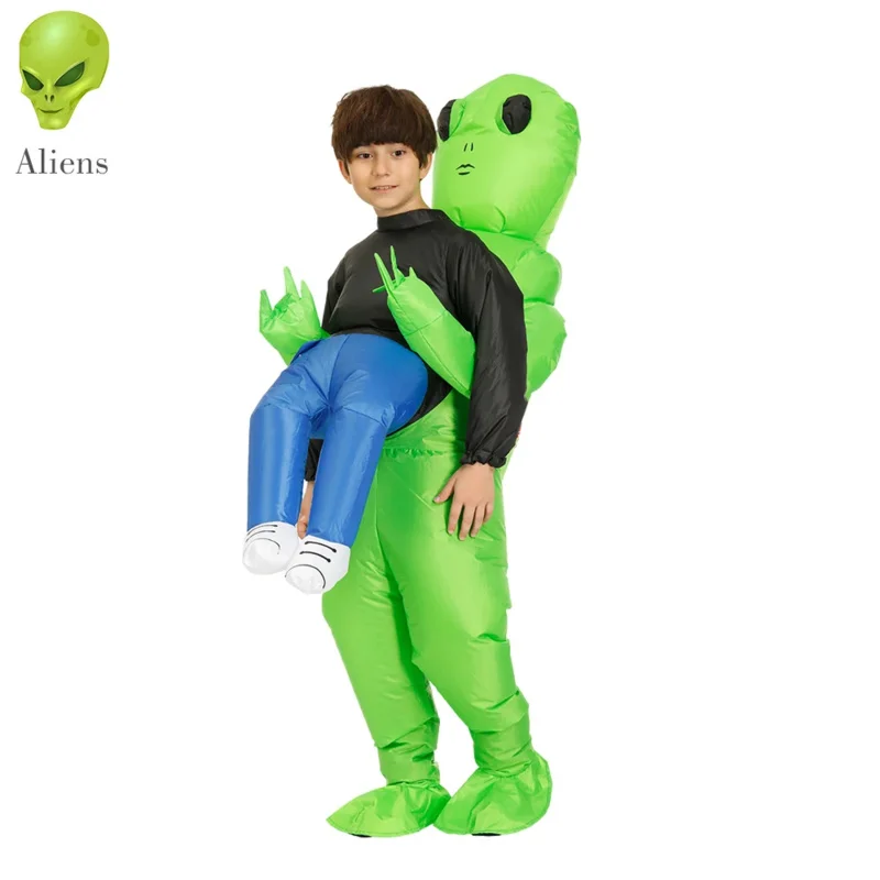 Et-Aliens Opblaasbare Kostuum Enge Monster Cosplay Voor Volwassen Kinderen Thanksgiving Kerstfeest Festival Podium Kinderkleding