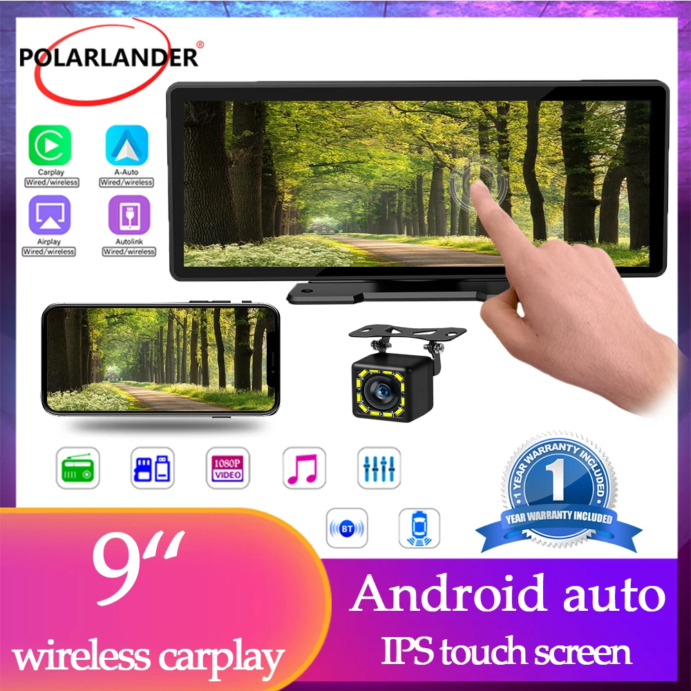 

Car MP5 Multimedia Player 9 Inch IPS Touch Screen MirrorLink Bluetooth Wireless Carplay Android Auto Portable Stereo Receiver