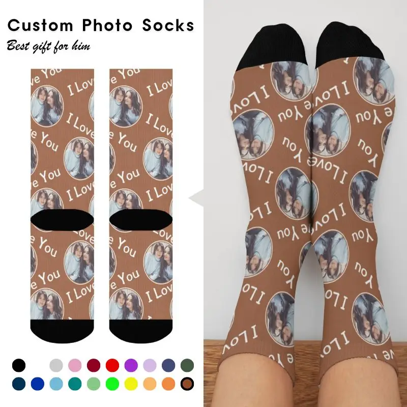 Customized printing of your photos, personalized long socks, colored socks, men's women neutral socks, fun and innovative socks,