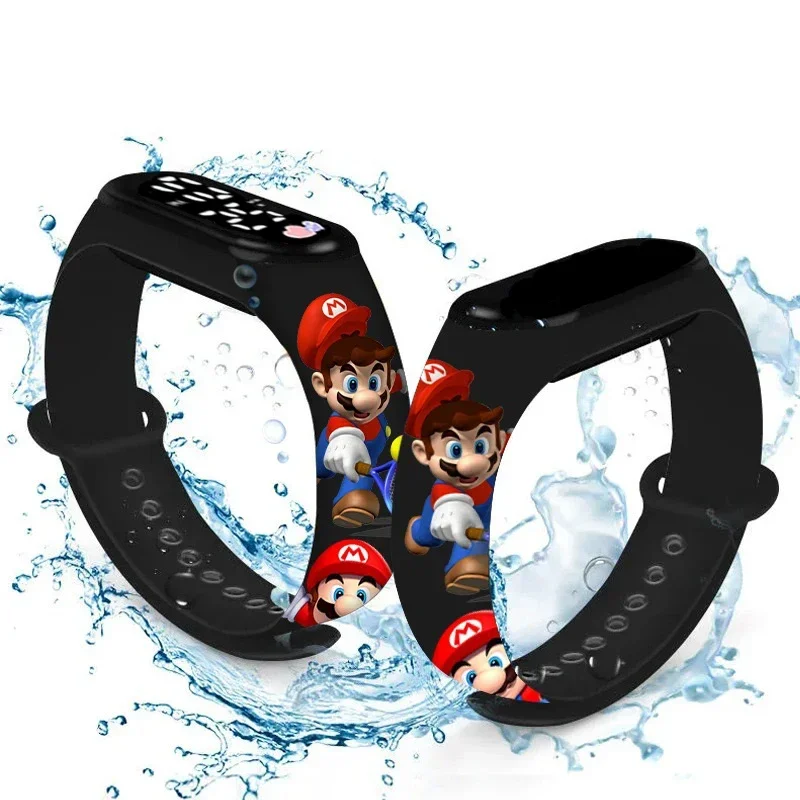 Super Mario Bros Kinderhorloges Anime Karakter Luigi Lichtgevende Armband Horloge Led Touch Waterdichte Sport Kids Cadeaus Horloge