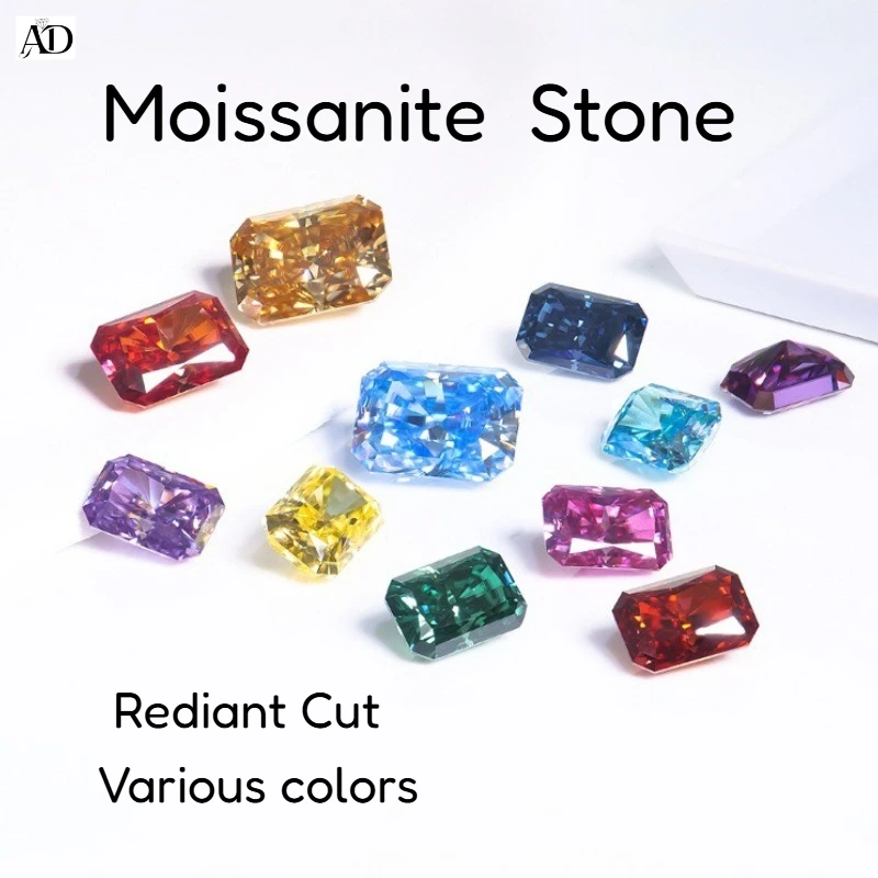 

Moissanite Stone Radiant Shape Various colors VVS1 for Advanced Jewelry Making Material with Certificate