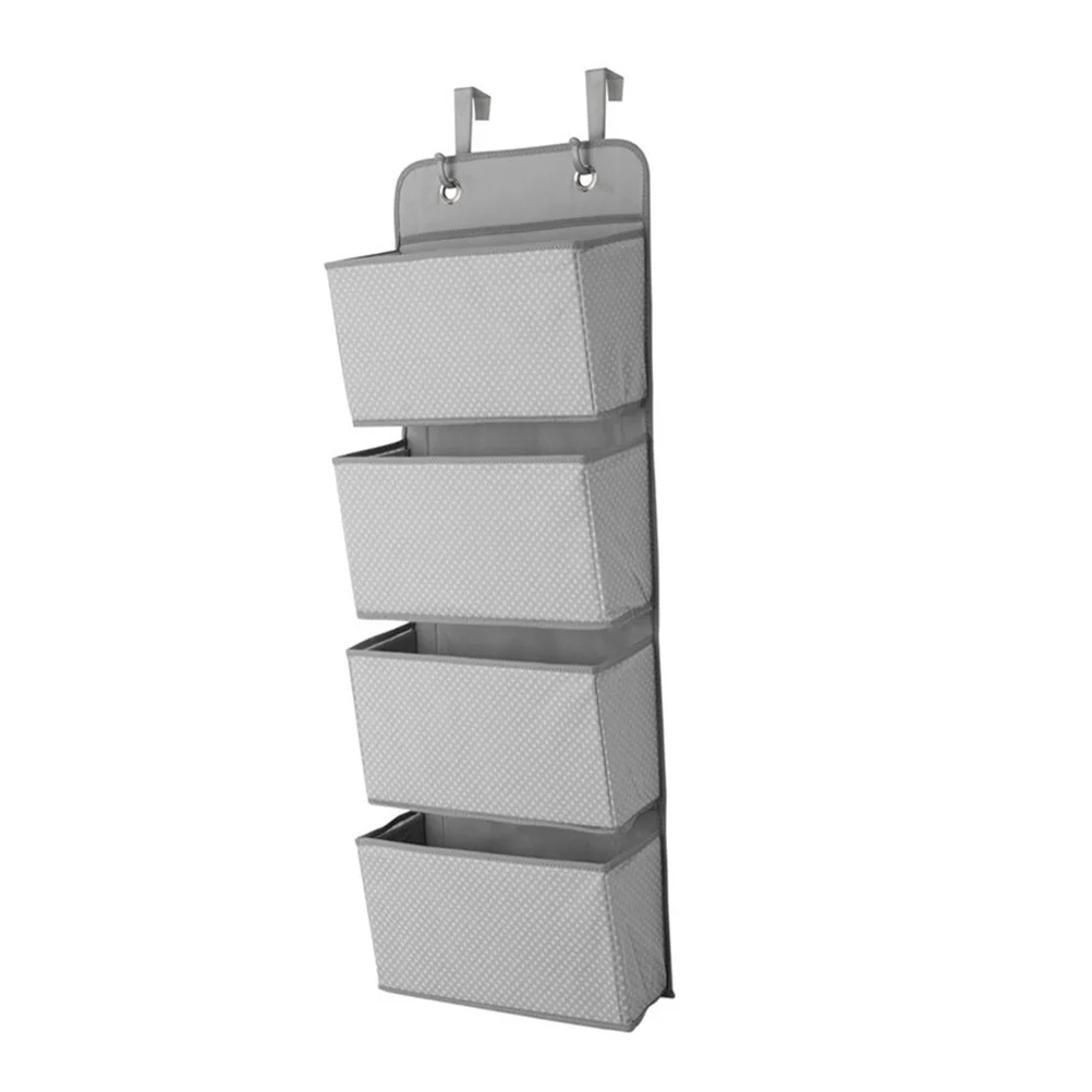

4 Layers Grey Non-Woven Wall Door Closet Hanging Storage Bag Clothes Organizer Over Door for Bedroom Bathroom Kitchen Large
