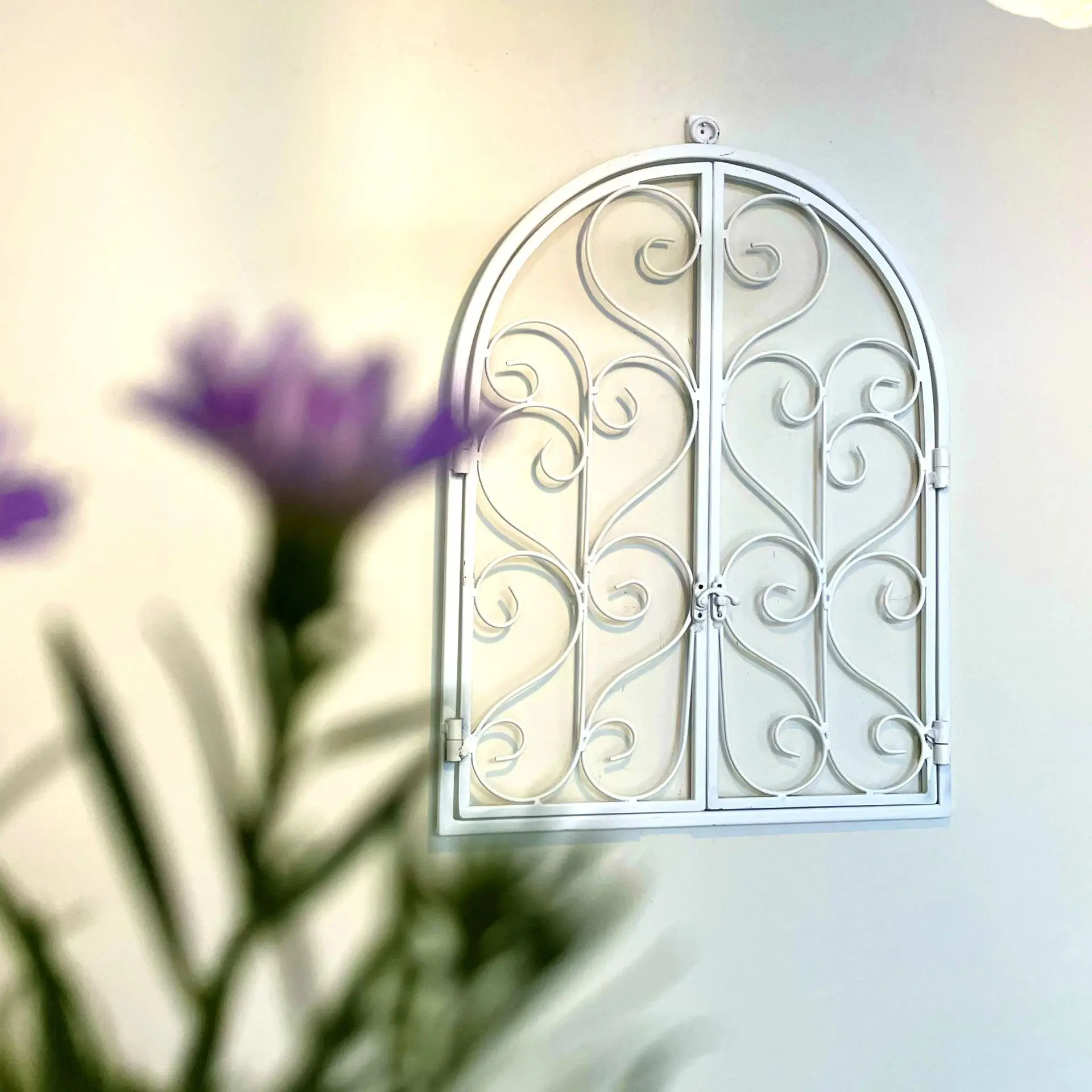Rural Hanging Fake Window Terrace Courtyard Partition Wall Decoration Iron Pane Decor Garden Restaurant Farm Background Artcraft