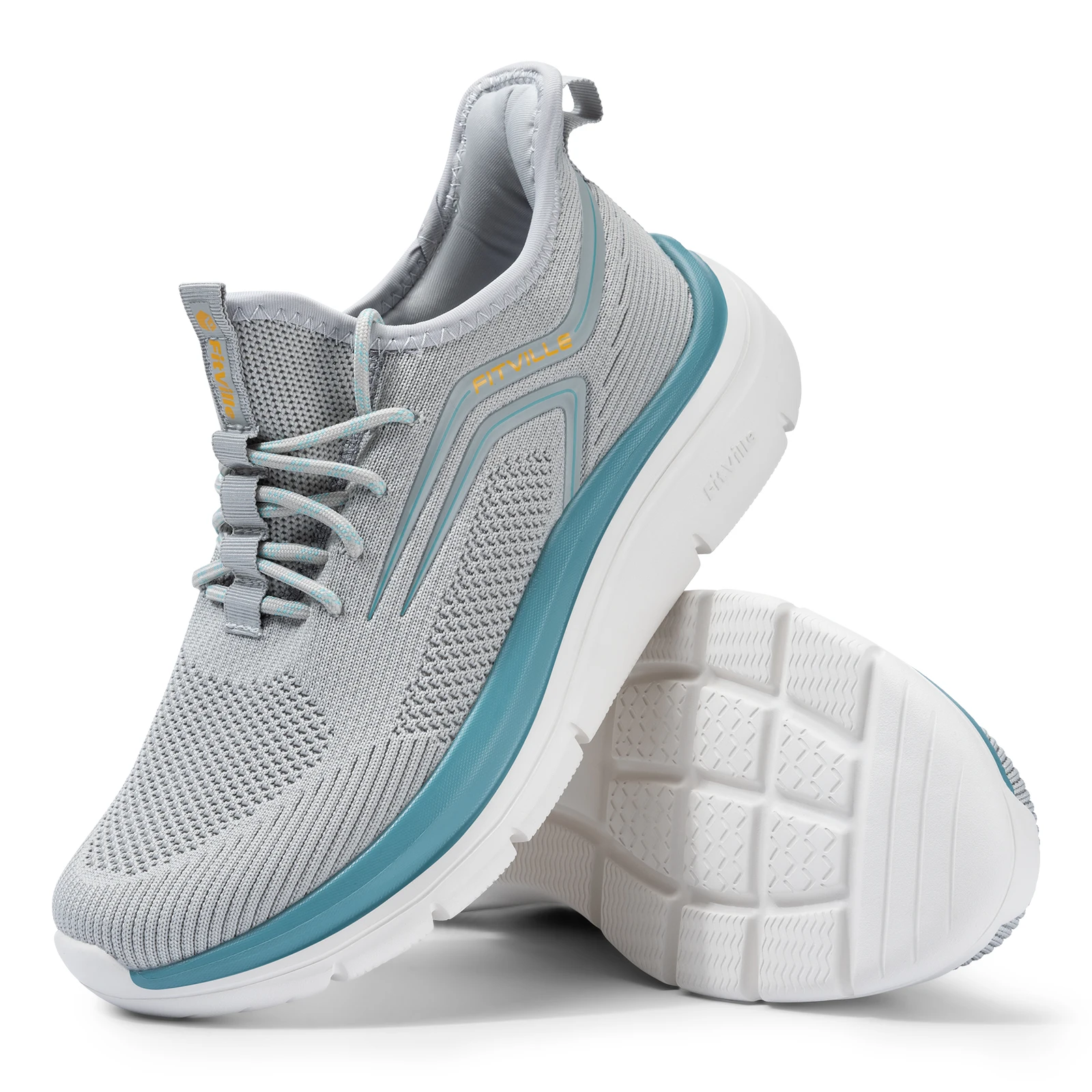 FitVille, zapatillas para correr de suela gruesa, zapatillas de deporte para hombre, rebote absorbente de golpes, ligeras para pies hinchados, soporte para arco, zapatos anchos