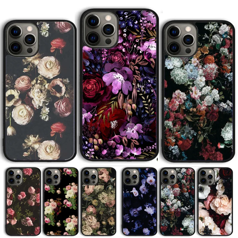 

Чехол для телефона Midnight Garden Moody с цветочным принтом для iPhone 17 Air 15 16, чехол 11 13 14 Pro Max 12 Plus Max Fundas