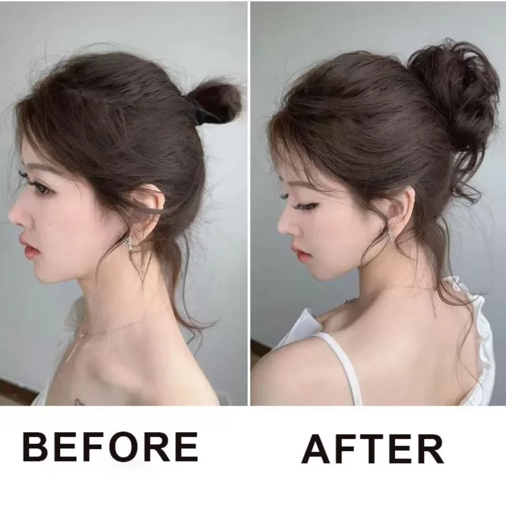 合成ポニーテール ナチュラルふわふわタッセル カール バッドボール グラバーウィッグ 女性用 シミュレーションポニーテール クリップオンエクステンション